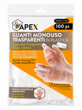 Apex Disposable Transparent Plastic Gloves - 100 stk.