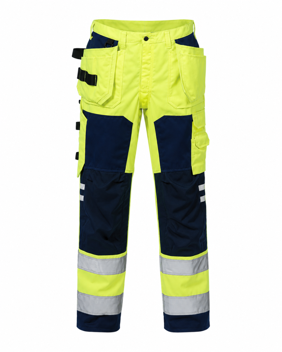 Fristads Hi-vis håndværker bukser kl.2 2025 - HV. gul/mari - Str. C54
