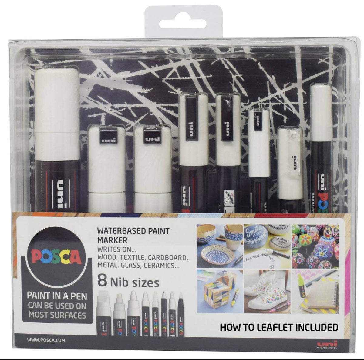 Posca Pen Nib Size Hvid - Sæt med 8 stk.