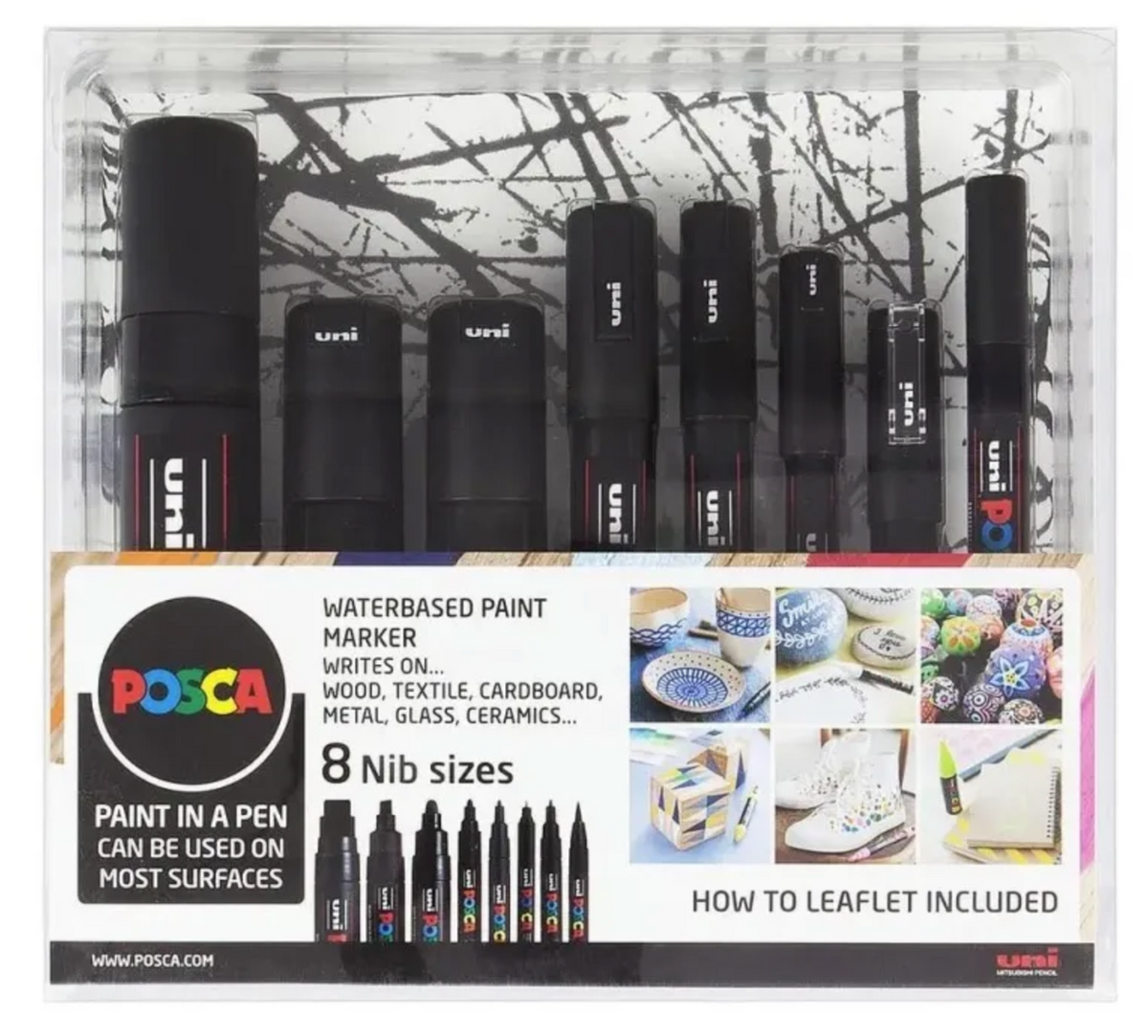 Posca Pen Nib Size Sort - Sæt med 8 stk.