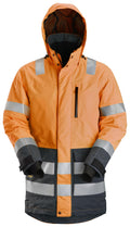 Snickers 1830 – High-Vis, Vandtæt vinterparka, klasse 3 – Orange/koksgrå
