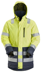 Snickers 1830 – High-Vis, Vandtæt vinterparka, klasse 3 – Gul/navy