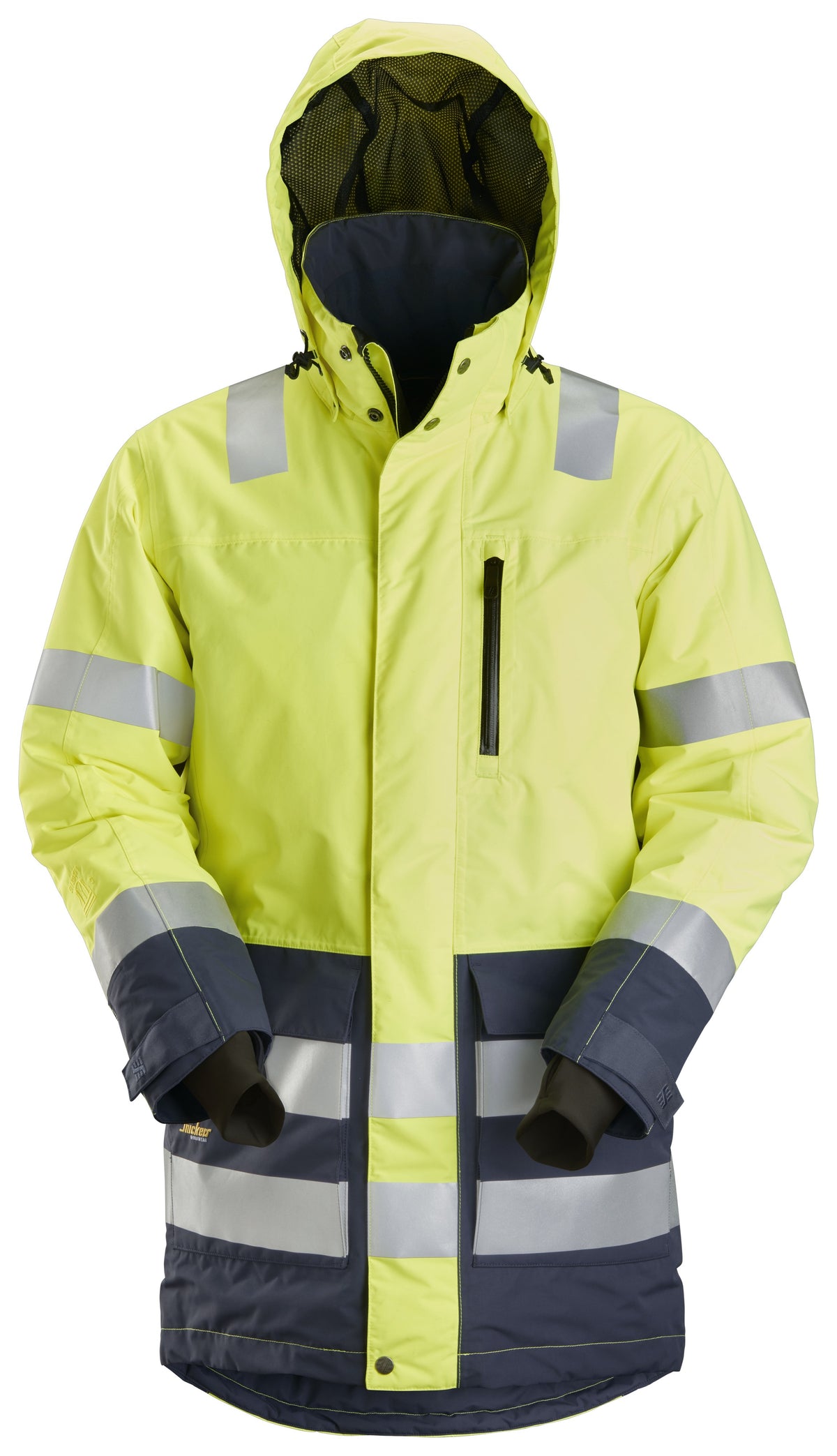 Snickers 1830 – High-Vis, Vandtæt vinterparka, klasse 3 – Gul/navy